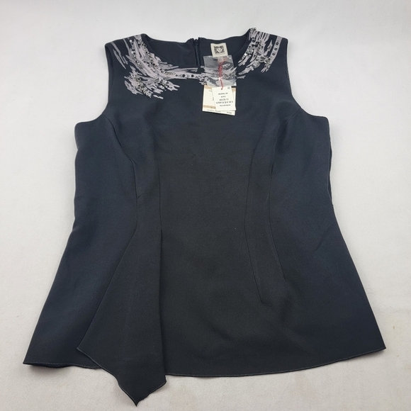 NWT Anne Klein rhinestone and sequin embroidered collar cascade front holiday to - Picture 3 of 8